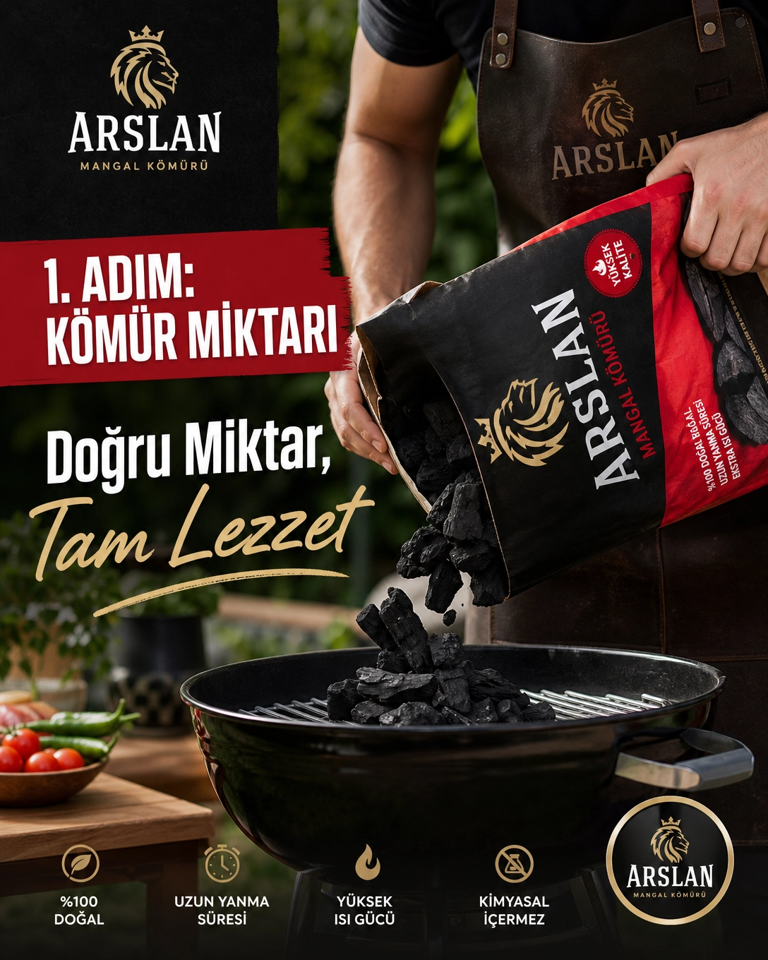 1. Adım - Doğru Kömür Miktarı ve Tam Lezzeti Sağlayın.