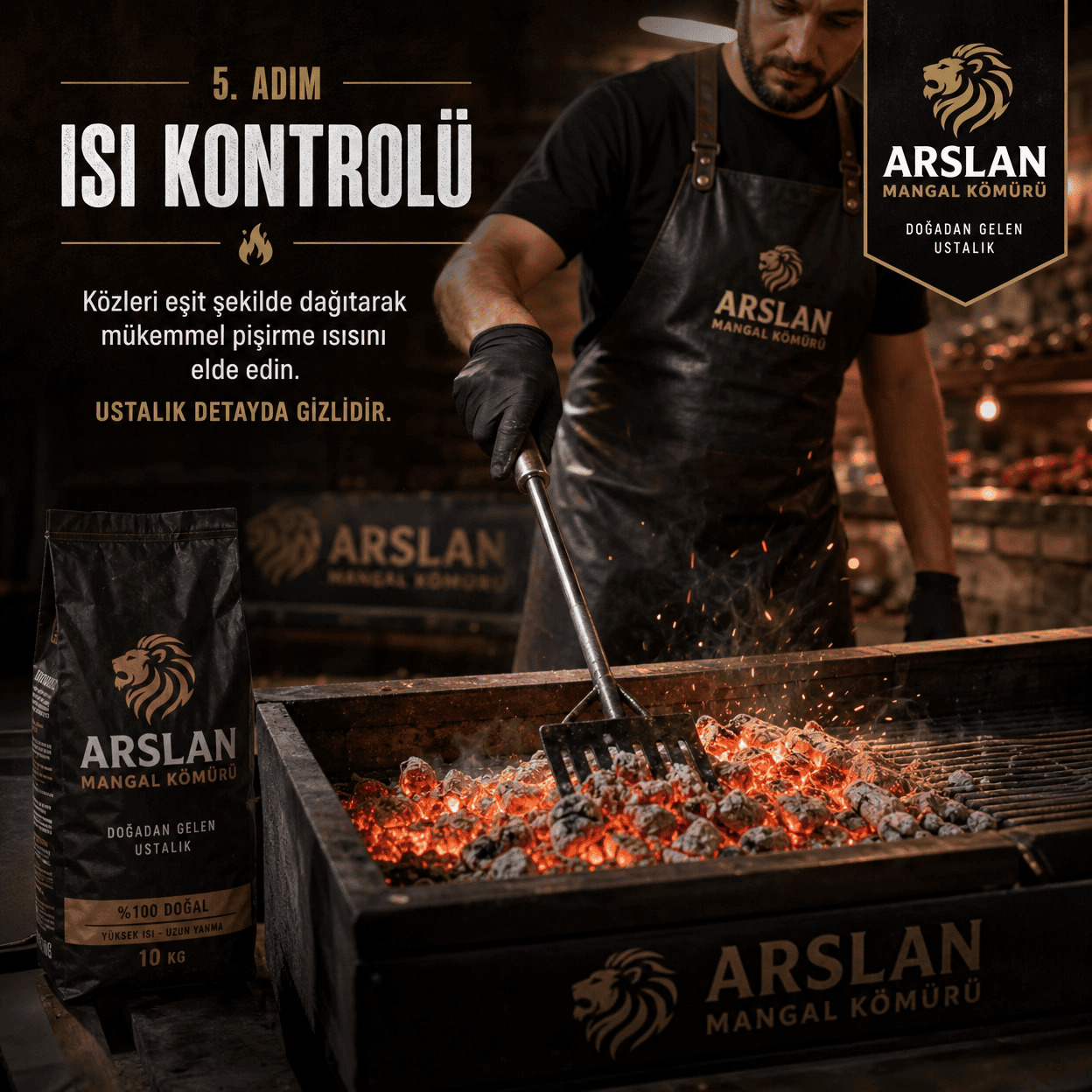 Mangal yakma rehberi Adım 5: Mangalda ısı kontrolü için közlerin doğru şekilde yayılması