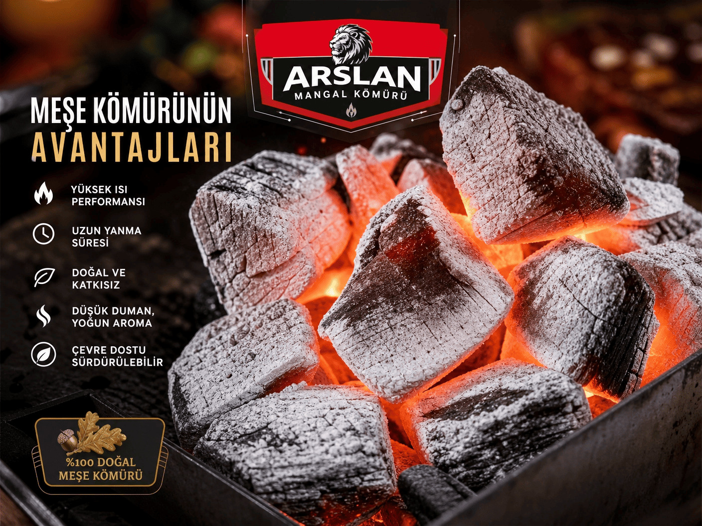Yüksek ısı performansı ve uzun yanma süreli meşe mangal kömürü özellikleri - Arslan Mangal Kömürü