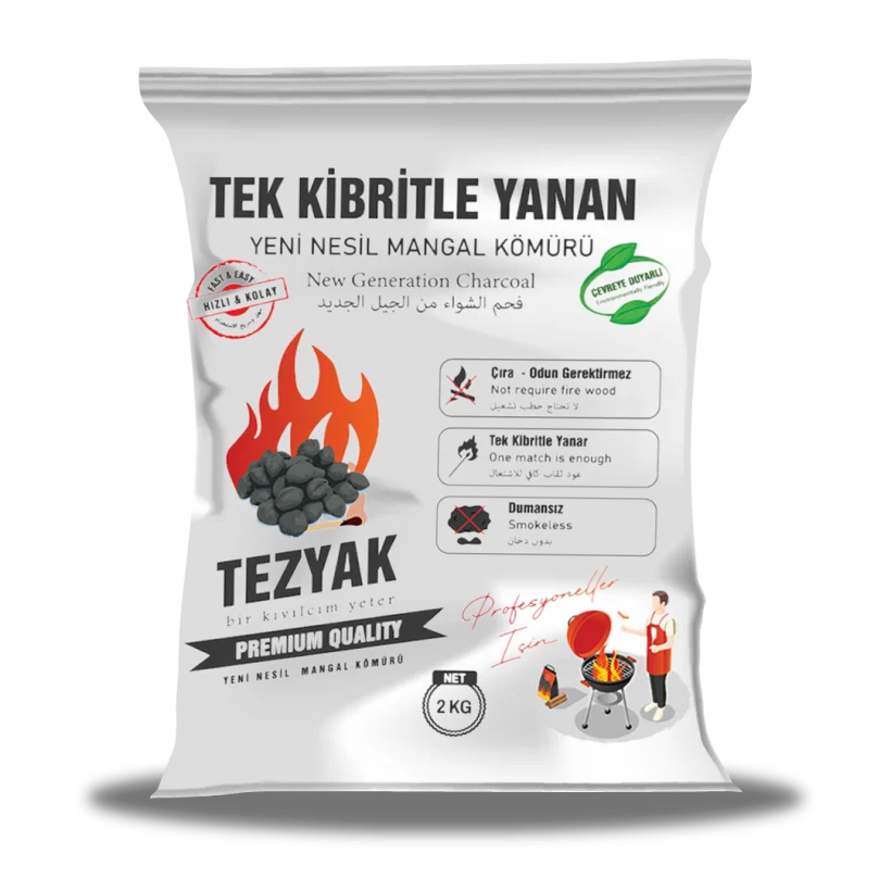 Tezyak mangal kömürü ile çıra gerektirmeden, tek kibritle kolayca yakılır. Duman ve is yapmaz. Ev, piknik ve restoran kullanımı için en ideal seçimdir
